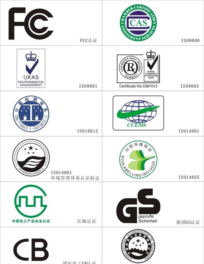 常见认证标志图片cdr矢量模版下载