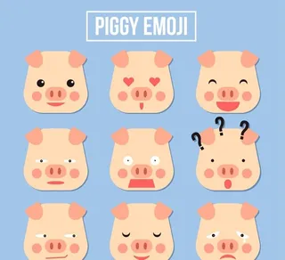 可爱猪表情矢量图片