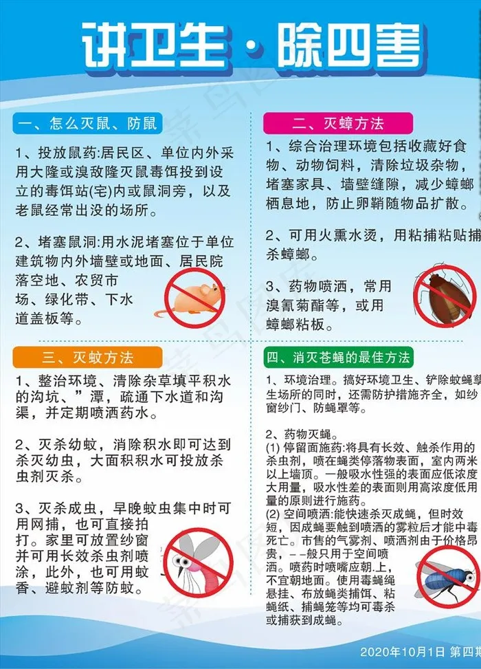 讲卫生除四害健康宣传展板图片cdr矢量模版下载