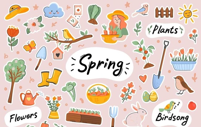春天卡通手绘可爱素材图片