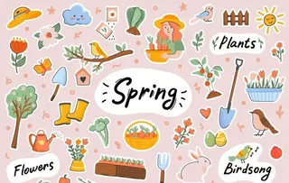 春天卡通手绘可爱素材图片