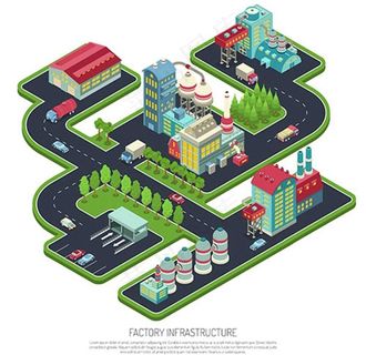 三维效果工厂矢量图片