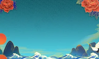 国潮绿色背景图片