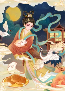 中秋手绘 嫦娥手绘图片 中秋手绘 嫦娥手绘图片