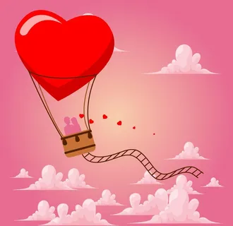 爱心唯美热气球场景插画图片