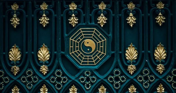 金色花纹八卦背景图片