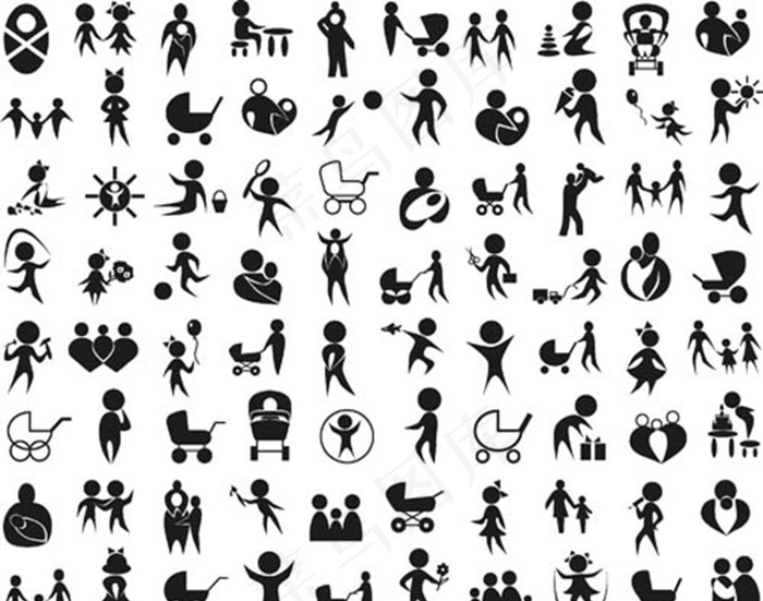 黑白人形图标图片