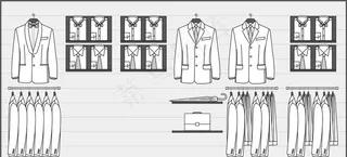 服装陈列黑白立面图图片