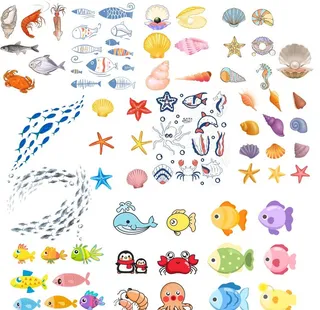 卡通海洋生物插画图片