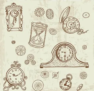 素描古代钟表图片