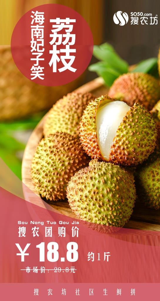 高佣推广海南妃子笑荔枝图片(600x1067)psd模版下载