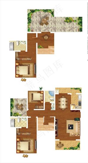 户型渲染图分层素材图片