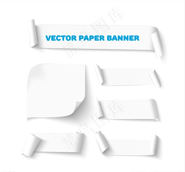 6款白色卷边纸张banner图片