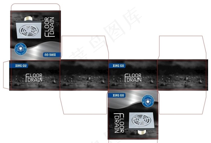 地漏包装盒图片cdr矢量模版下载