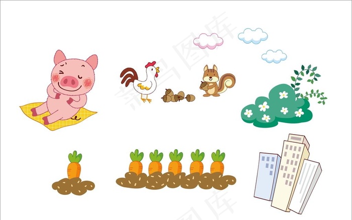 幼儿园素材 卡通动物图片cdr矢量模版下载