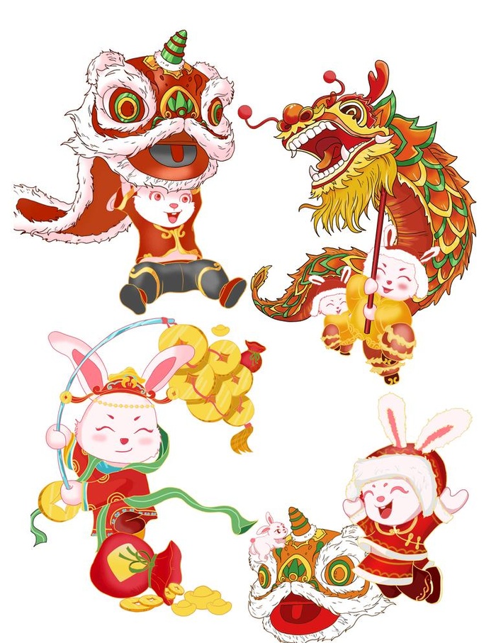 兔年新年元素图片(3072x4107)psd模版下载