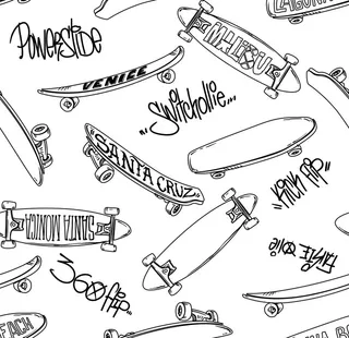 滑板线描涂鸦平铺图片