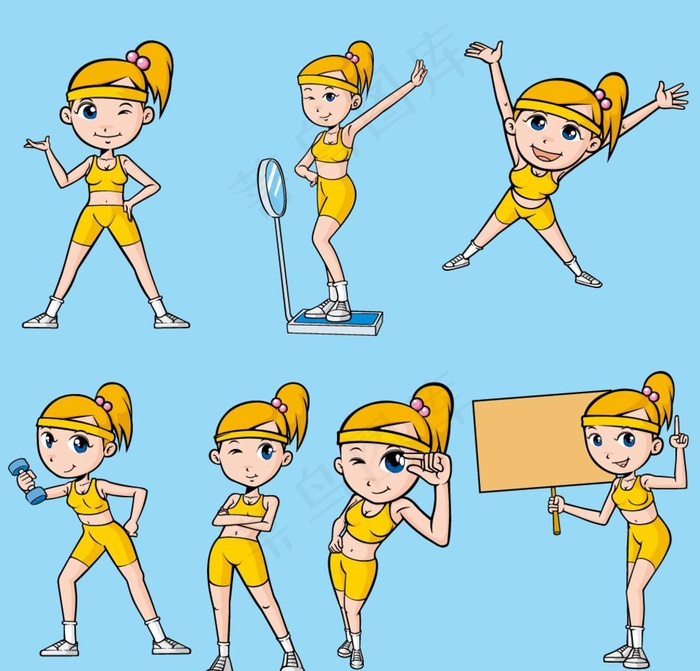 健身女性卡通图图片