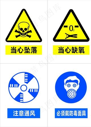 警示坠落 当心缺氧 注意通风图片