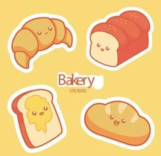 卡通面包烘焙带表情图片