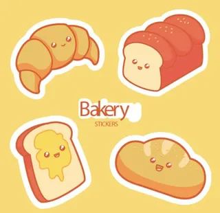 卡通面包烘焙带表情图片