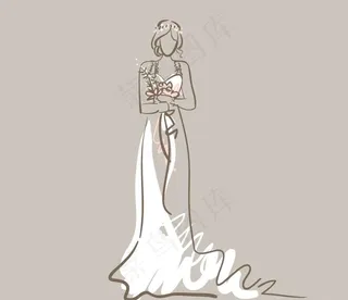 手绘新娘背景图片