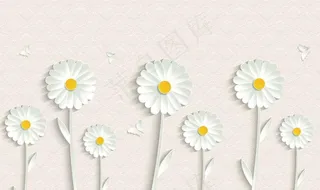 3d简约素雅太阳花蝴蝶图片