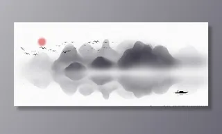 山水中国风水墨画背景图片