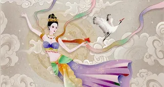 国潮风清新敦煌飞天图图片