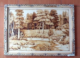 艺术展厅烙画作品图片