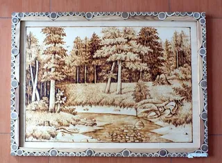 艺术展厅烙画作品图片