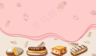 蛋糕甜品粉色背景海报素材图片
