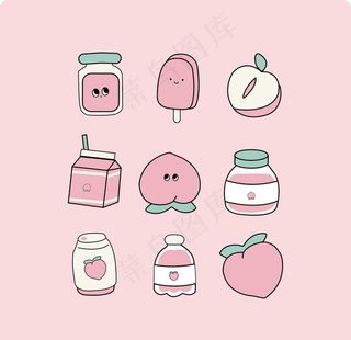 卡哇伊水蜜桃图案图片