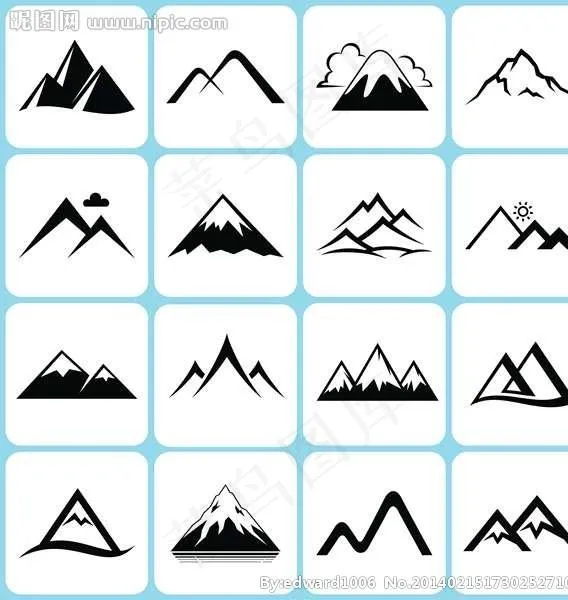 山峰图标图片eps,ai矢量模版下载