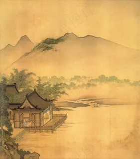 明朝汪中 古画庭院山水图图片 明朝汪中 古画庭院山水图图片