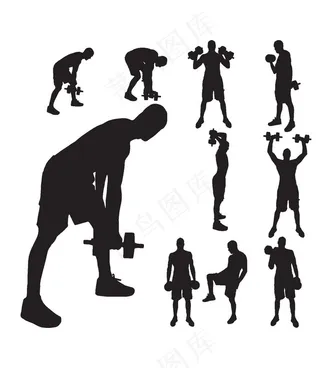健身剪影矢量素材图片