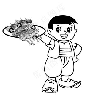 卡通男孩 烧烤男孩图片