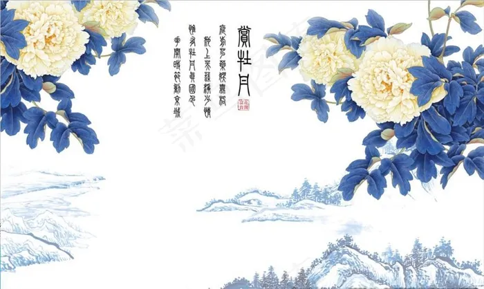 牡丹颂背景图片(3200x2000)psd模版下载