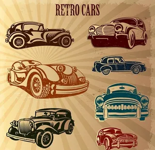 复古老爷车矢量图片