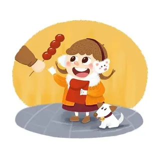 卡通人物 拿红包的小女孩图片