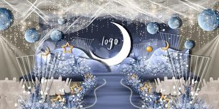 蓝色浪漫唯美星空主题现代婚礼图片