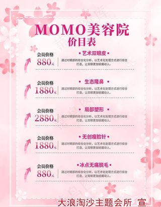 美容院会所足疗足道价格表海报图片