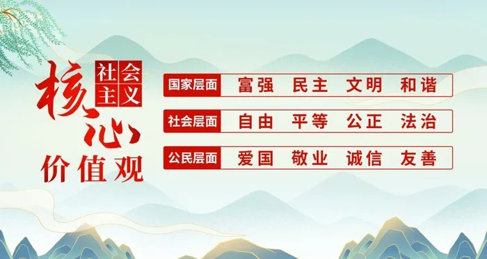 手绘风*核心价值观展板图片(2450x1378)psd模版下载