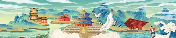 中国风长图长卷图片(7000x2000)psd模版下载