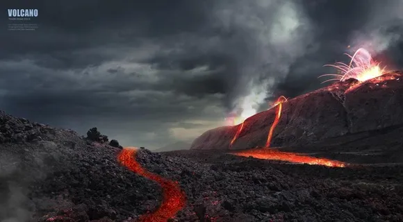 火山喷发图片