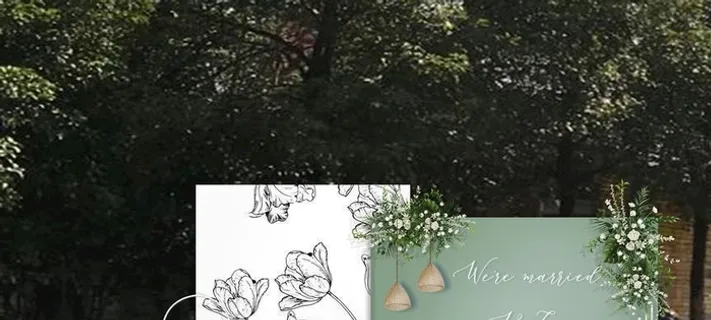 白绿色户外婚礼迎宾区效果图图片