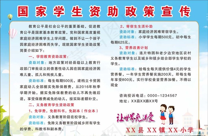 国家学生资助政策宣传图片cdr矢量模版下载