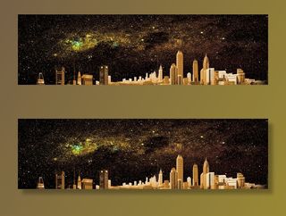 金色线条建筑背景海报素材图片