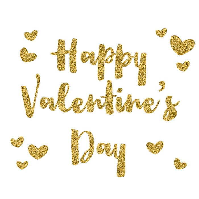 金粉情人节快乐艺术字图片