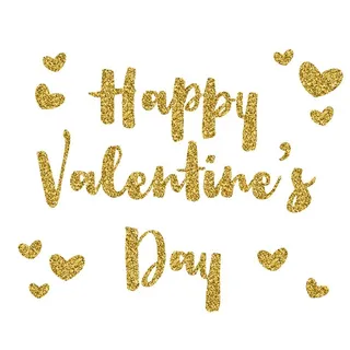 金粉情人节快乐艺术字图片